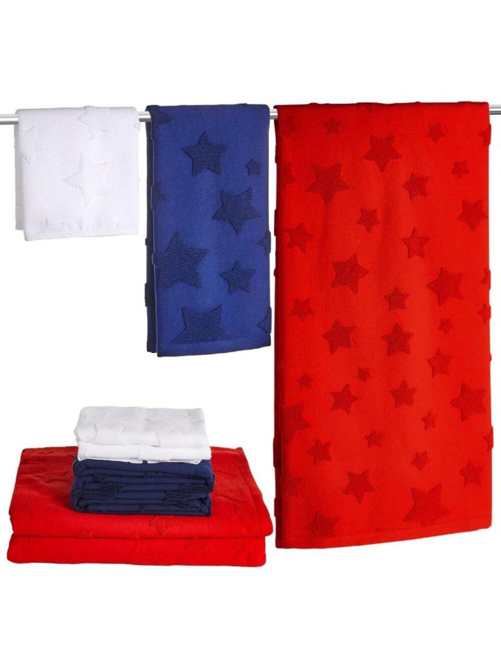 Patriotic 4th of July Towel Set - 6 Pack Cotton Hand Towels & Wash Cloths, USA